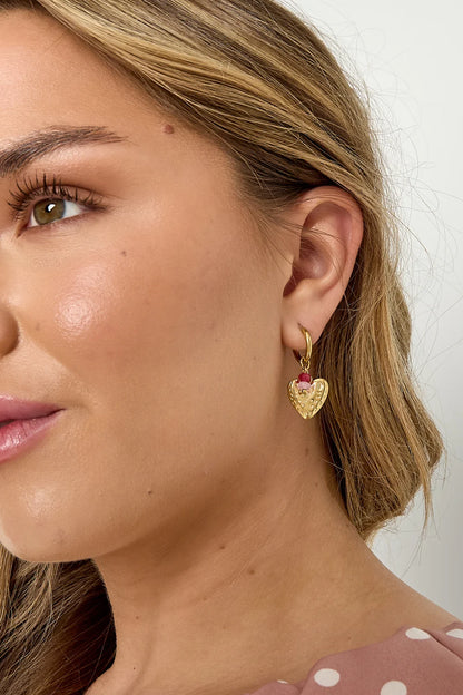 Hart met kraaltjes oorbellen goud