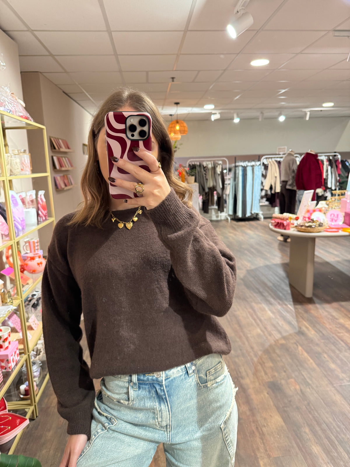 Yinthe - lace sweater bruin