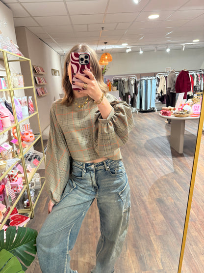Imke - batwing geruite blouse