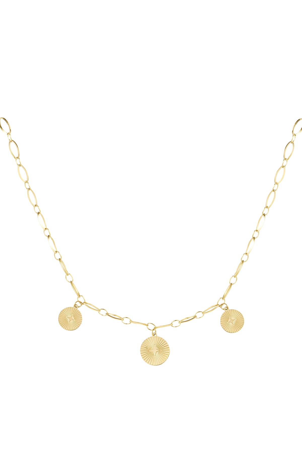 Drie coins ketting goud