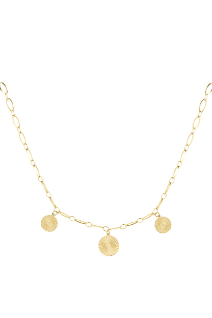 Drie coins ketting goud