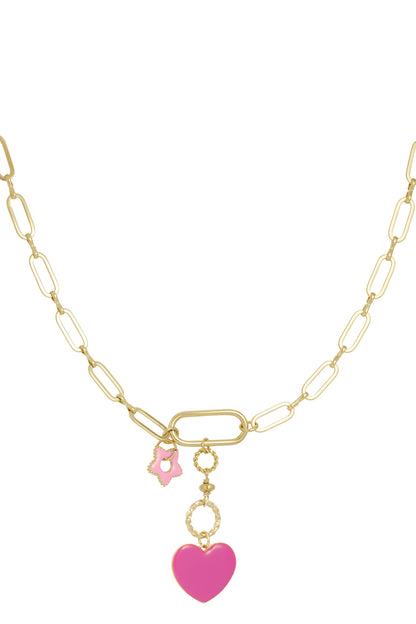 Flower to heart ketting roze goud