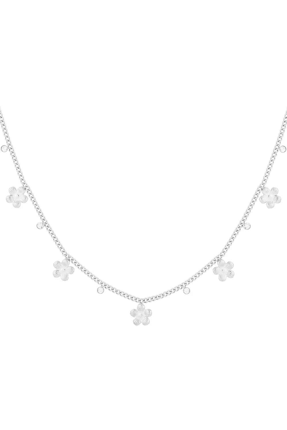 Gleaming flower ketting zilver