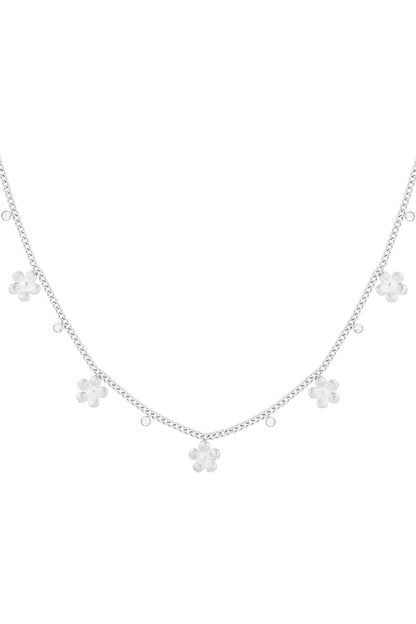 Gleaming flower ketting zilver