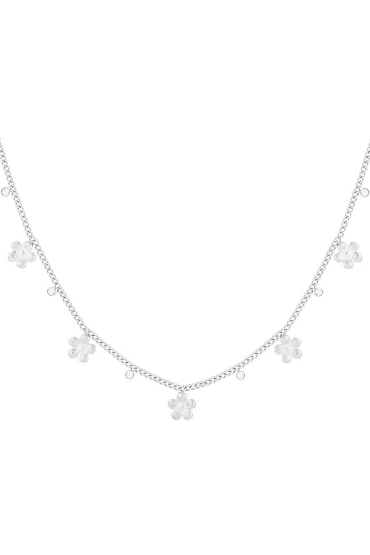Gleaming flower ketting zilver