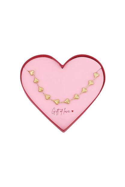 Giftbox chain of love ketting goud
