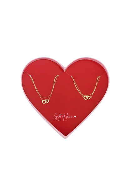Giftbox connection hearts ketting & armband goud
