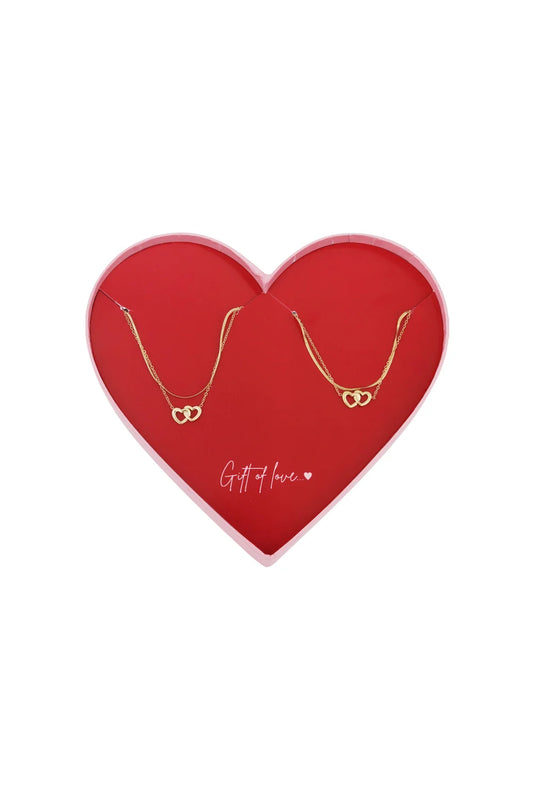 Giftbox connection hearts ketting & armband goud
