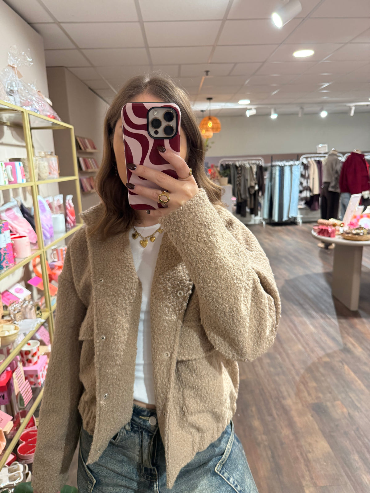 Sara - teddy bomber jas beige