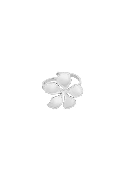 Statement bloem ring zilver