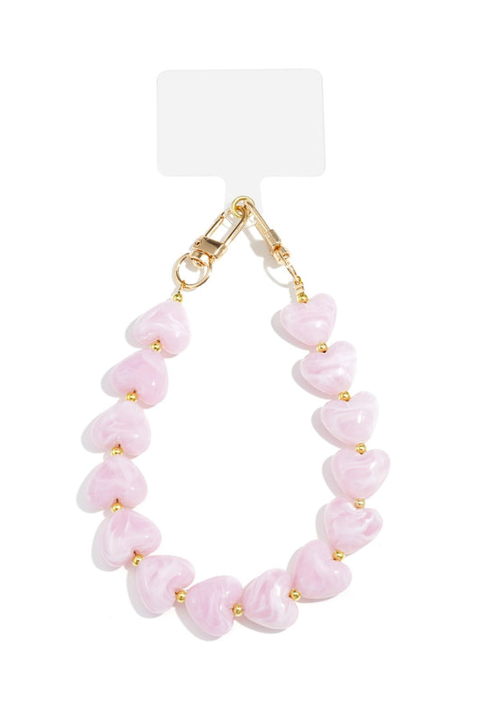Telefoonkoord kleine hartjes roze