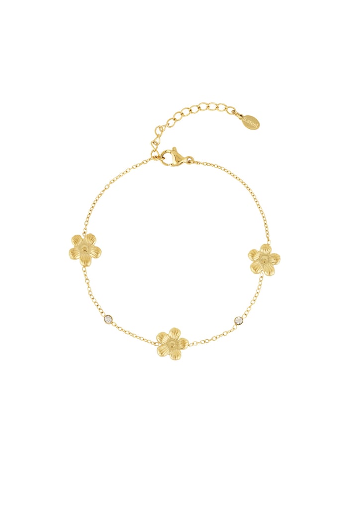 Flower power armband goud