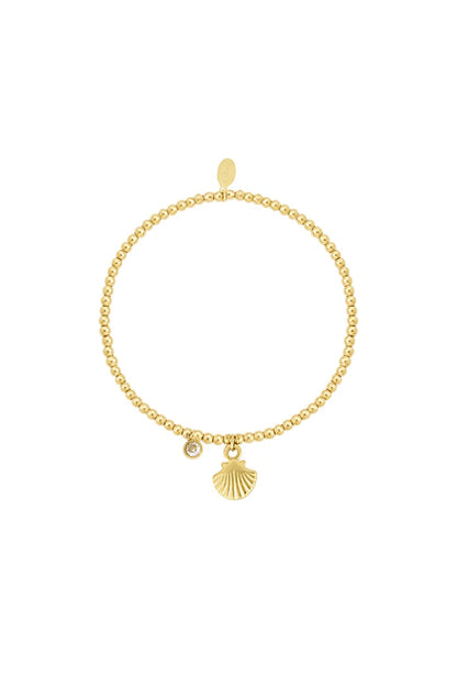 Kralen armband sparkly shell goud