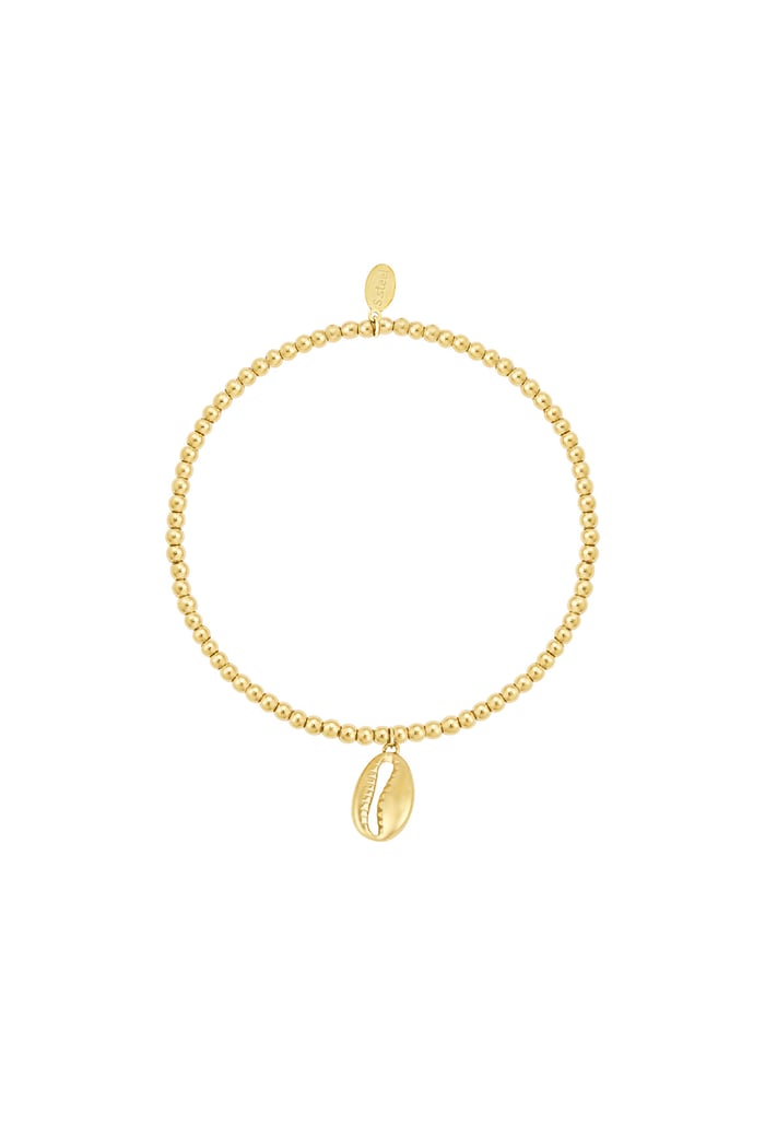 Kralen armband schelp goud