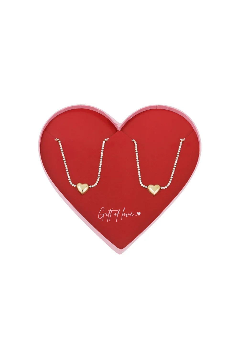 Giftbox strass hartje 2 armbanden goud