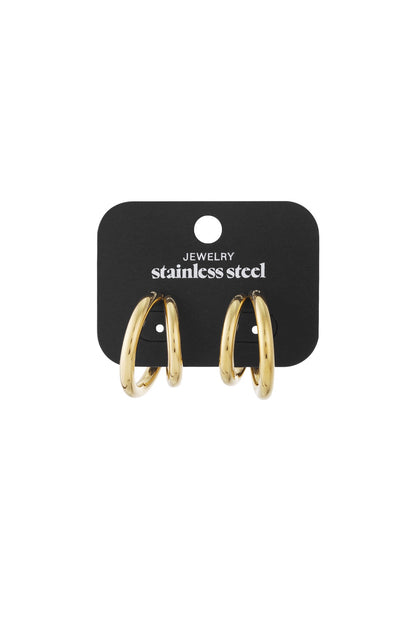 Small double hoop oorbellen goud