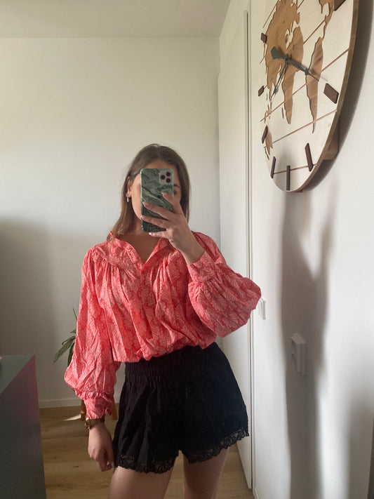 Sara - Blouse roze print