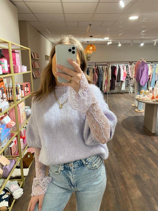 Amy - trui met korte mouwen lichtpaars