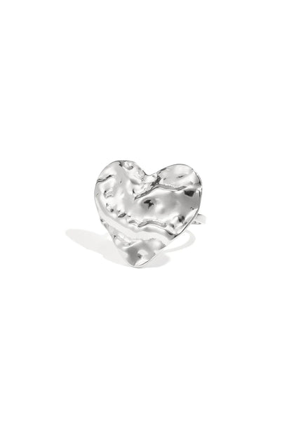 Structuur hart ring zilver
