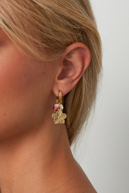 Bloemen party oorbellen goud