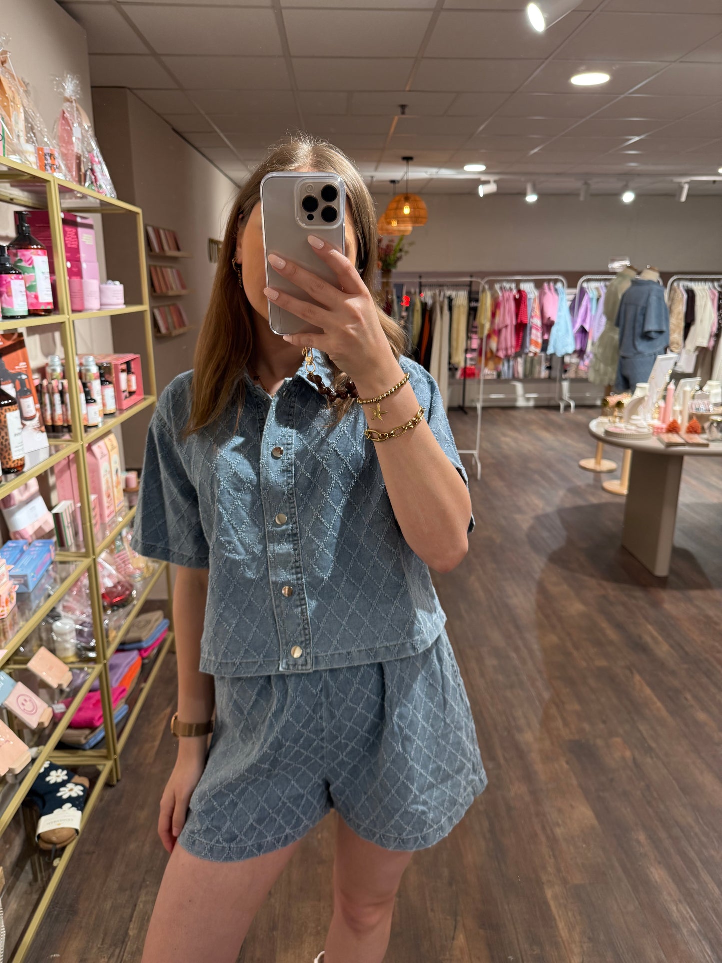 Tessa - textured denim setje