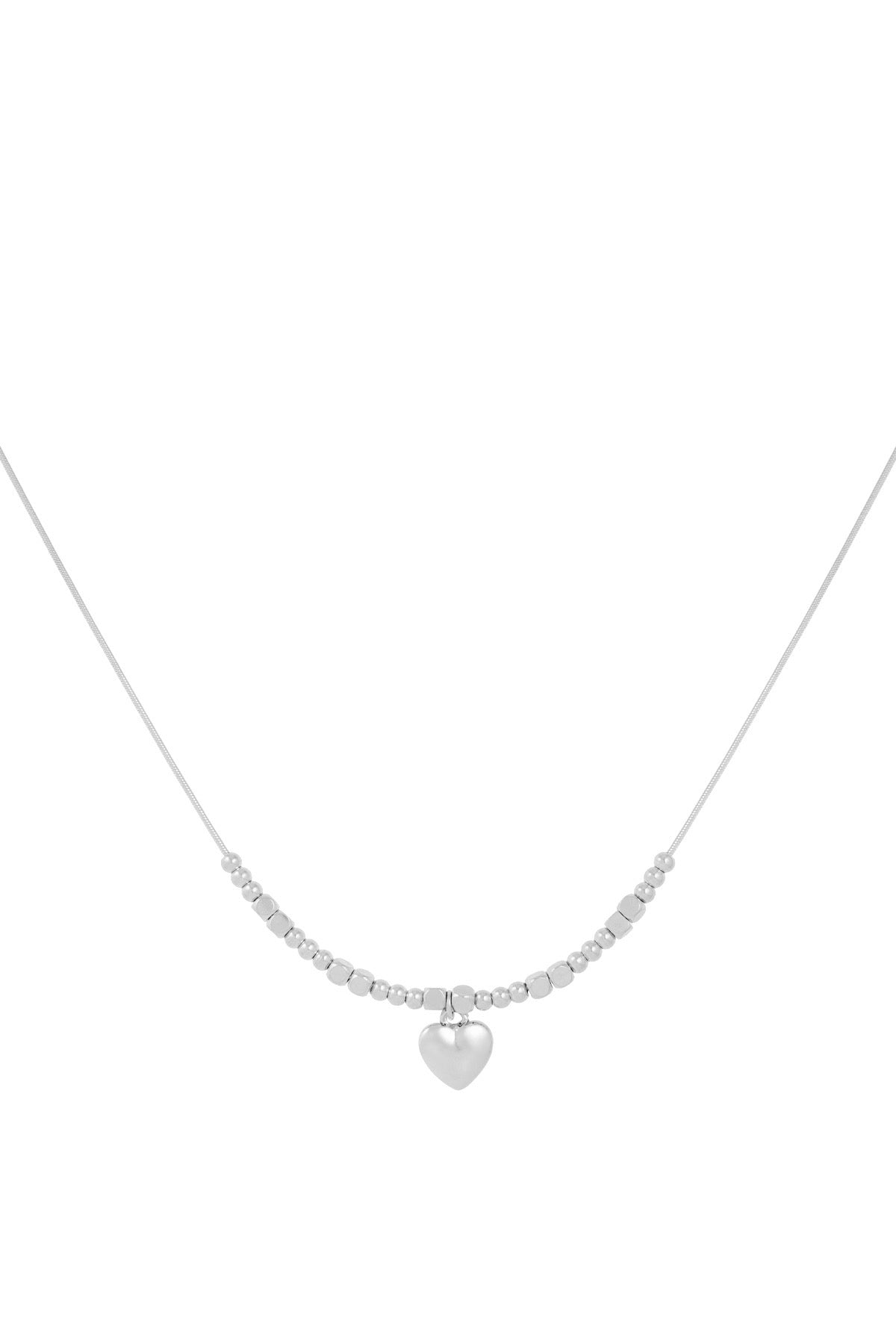 Beaded heart ketting zilver