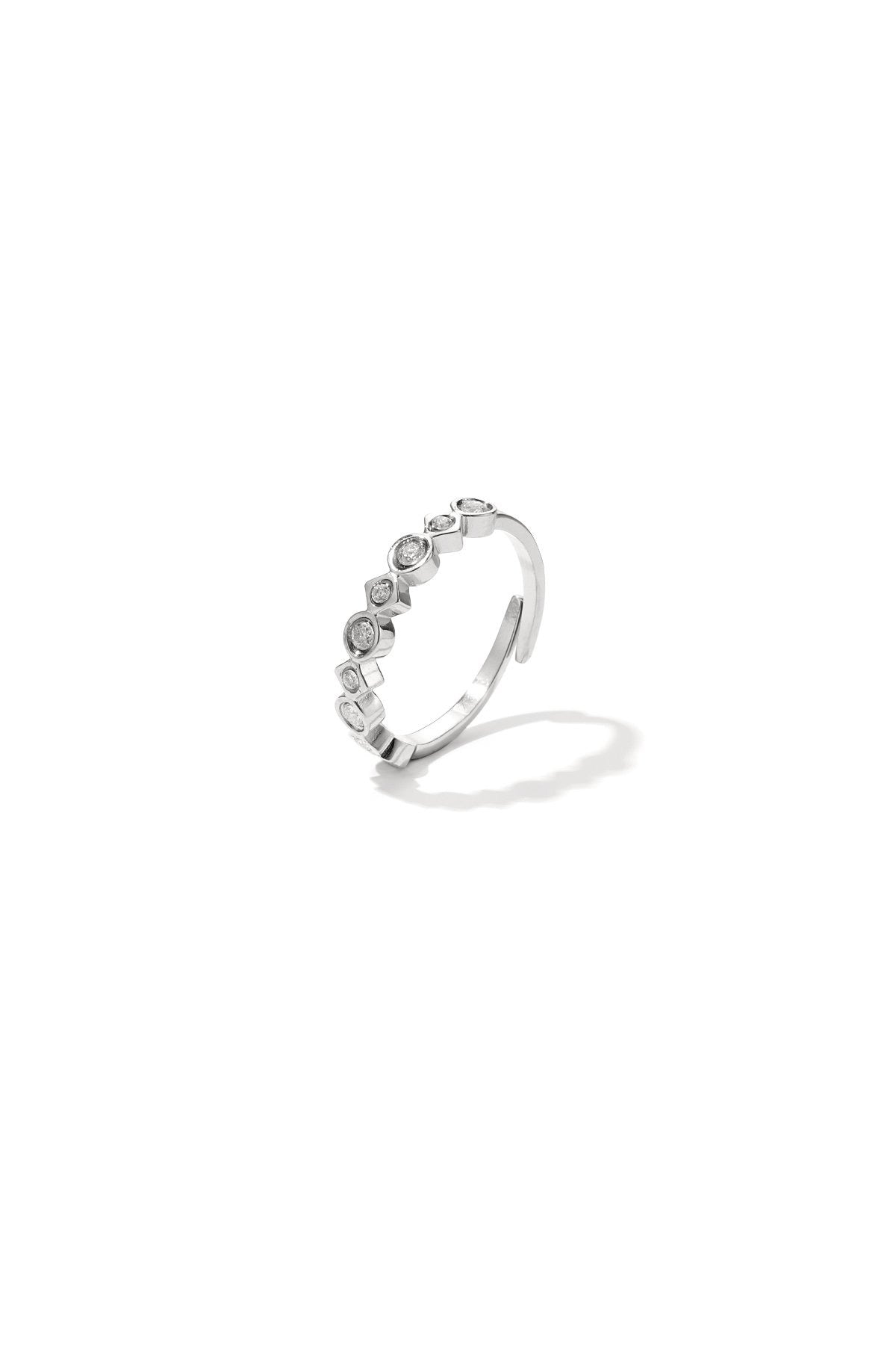 Verschillende vormen en steentjes ring zilver