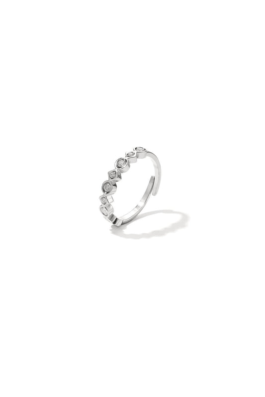 Verschillende vormen en steentjes ring zilver