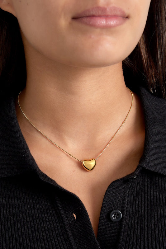 Soft heart ketting goud