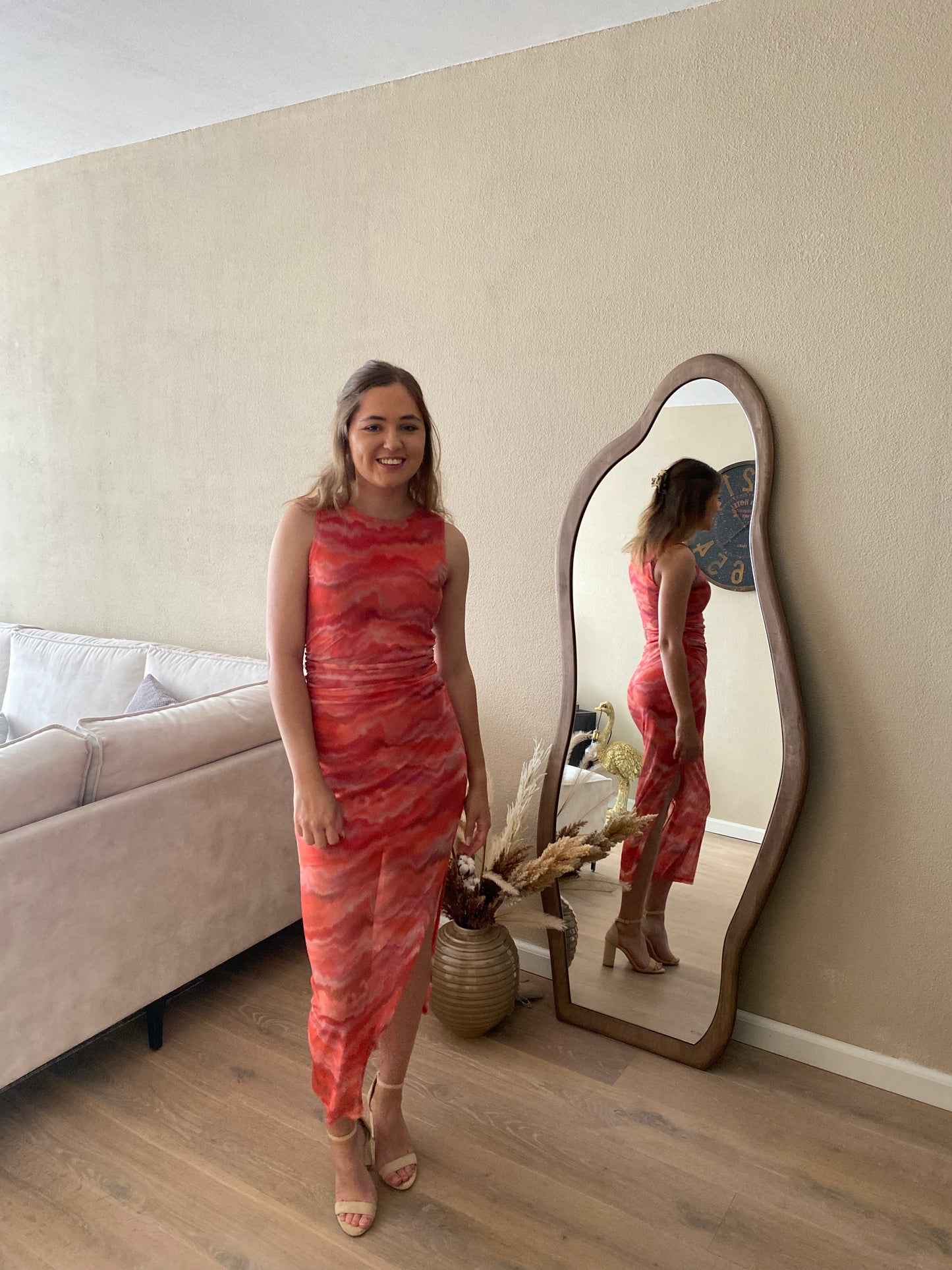 Nina - Mesh jurk oranje