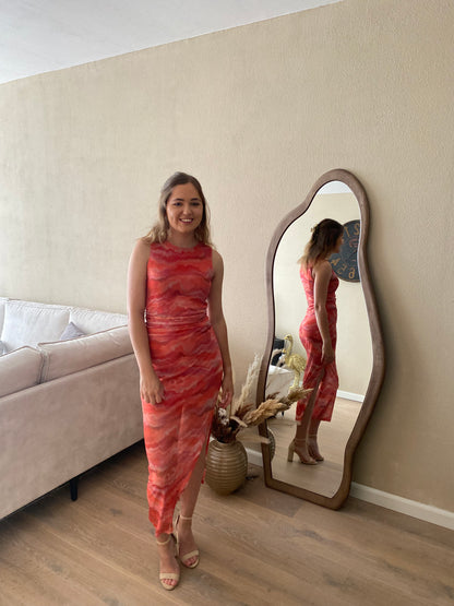 Nina - Mesh jurk oranje