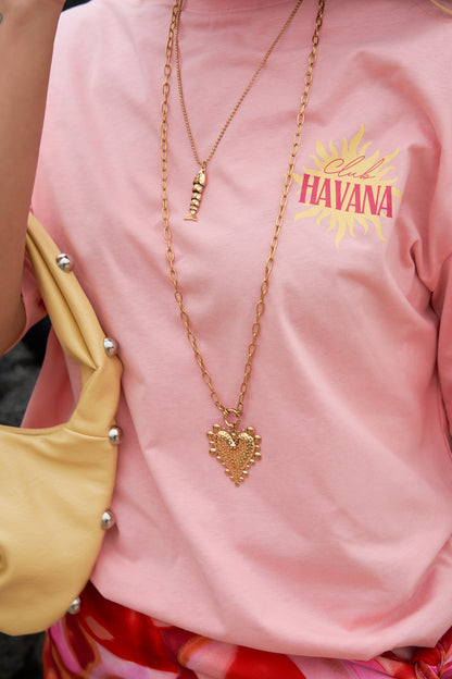 Lange ketting met chunky hart charm