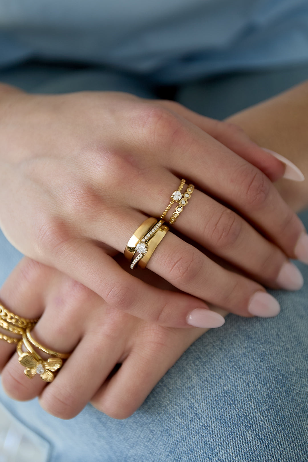 Dubbele ring met steentjes zilver