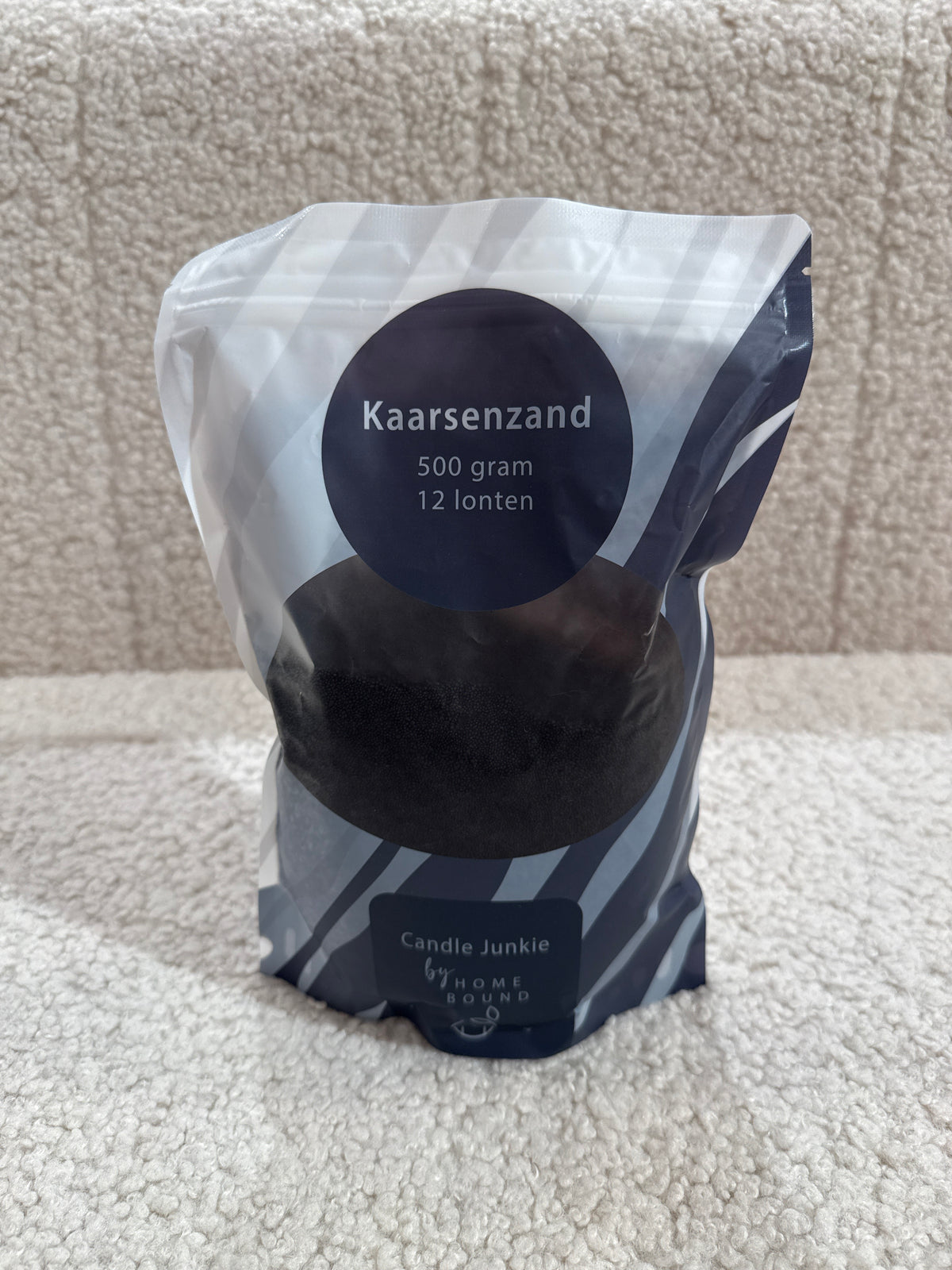 Kaarsenzand Zwart Candle Junkie 500 gram & 12 lonten