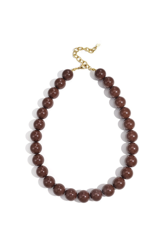 Ketting met grote kralen bruin