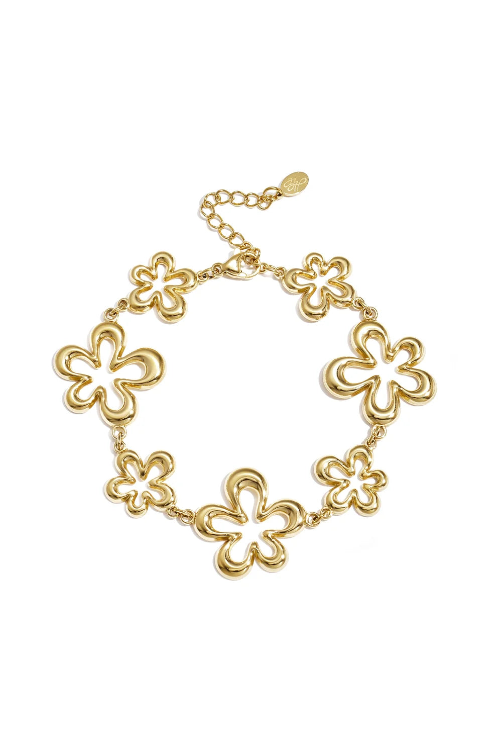 Koraalvormige speelse bloem armband goud