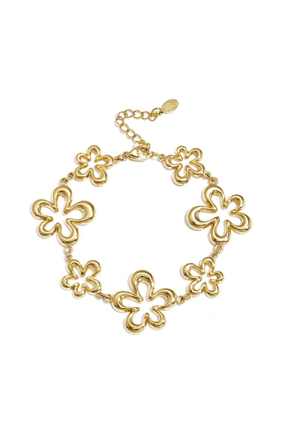 Koraalvormige speelse bloem armband goud