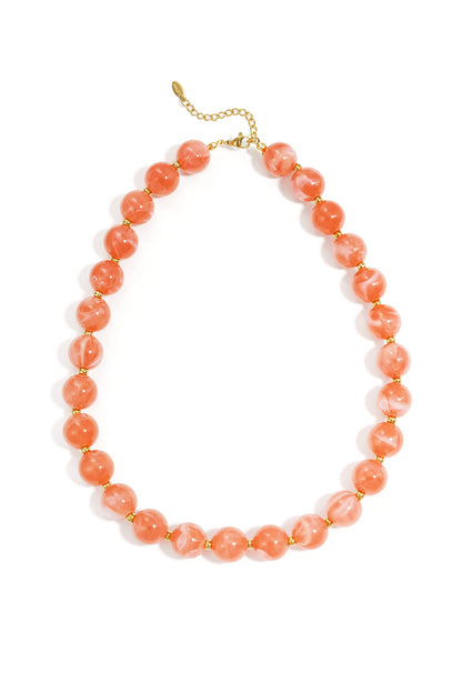 Kralenketting met gouden kraaltjes watermeloen rood