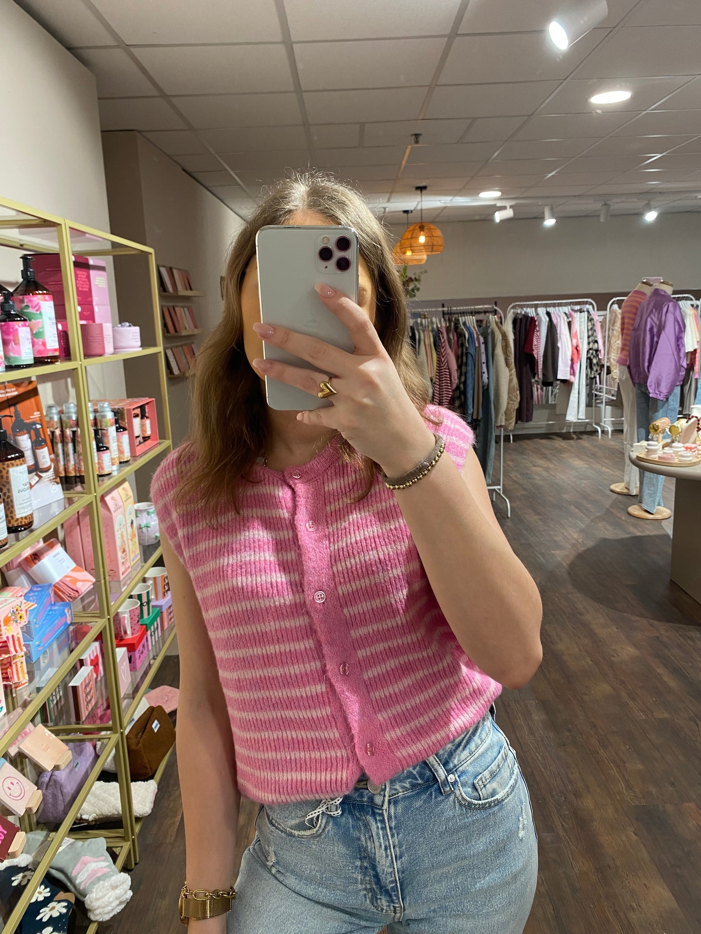 Esmee - roze gestreepte gilet