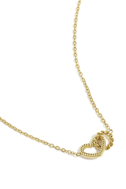 Verbonden hart bedel ketting goud