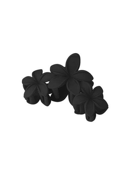 Haarklem met grote bloemen zwart