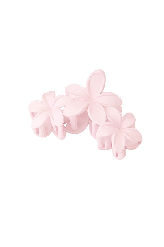 Haarklem met grote bloemen babyroze