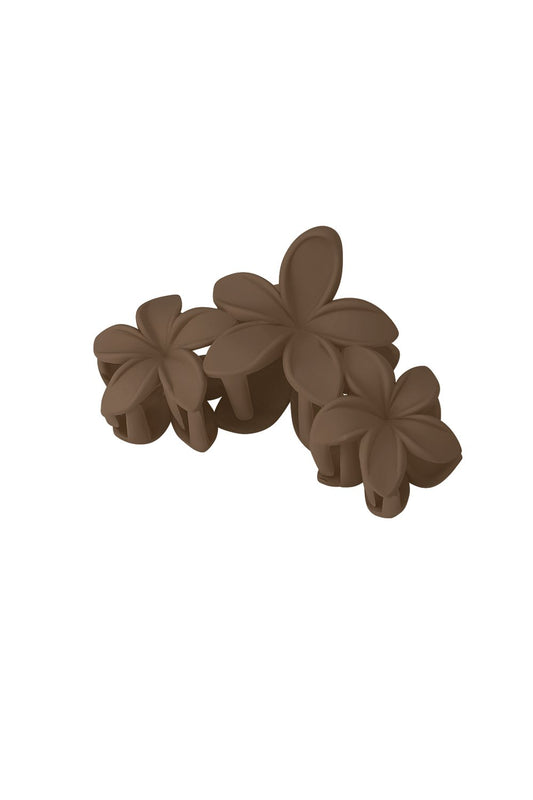 Haarklem met grote bloemen donkerbruin