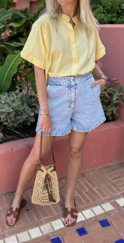 Danee - dot denim shorts