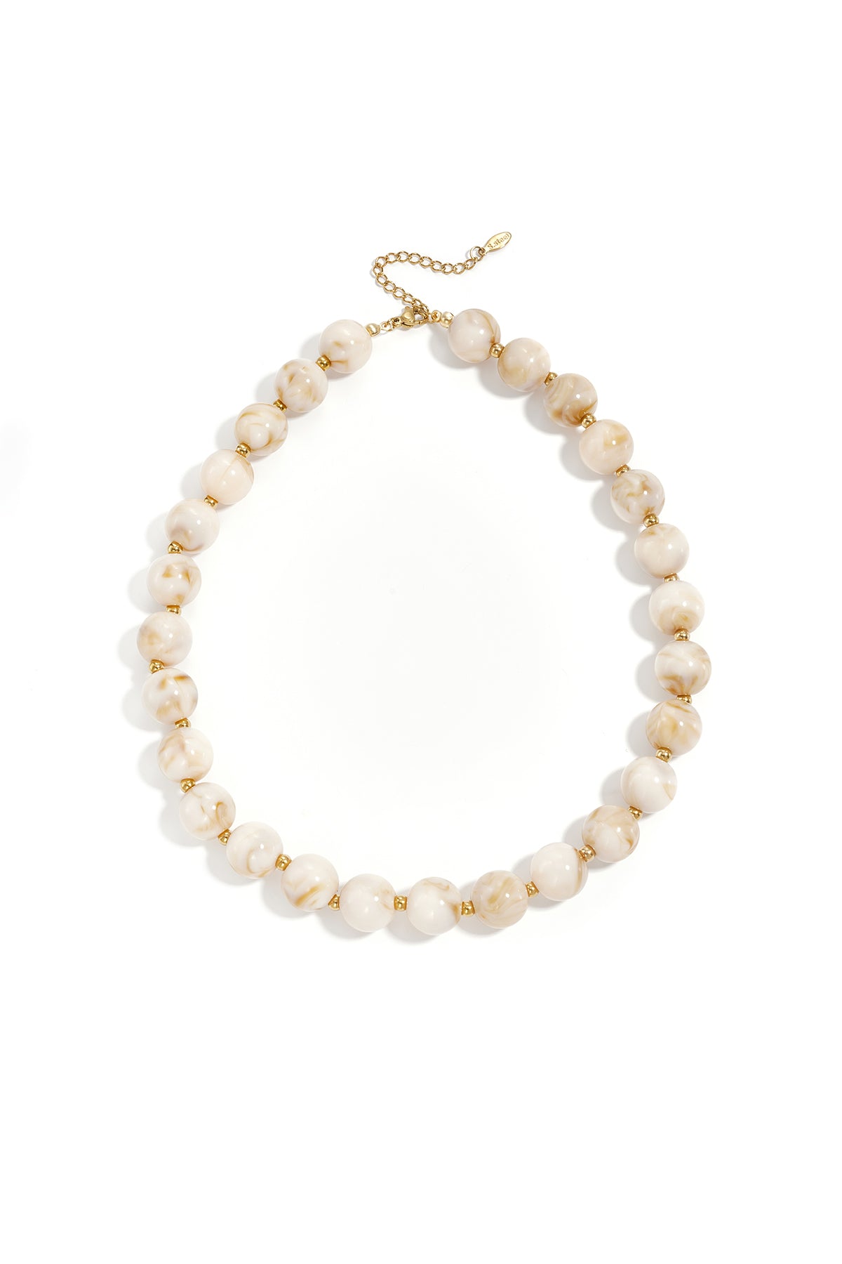 Kralenketting met gouden kraaltjes beige
