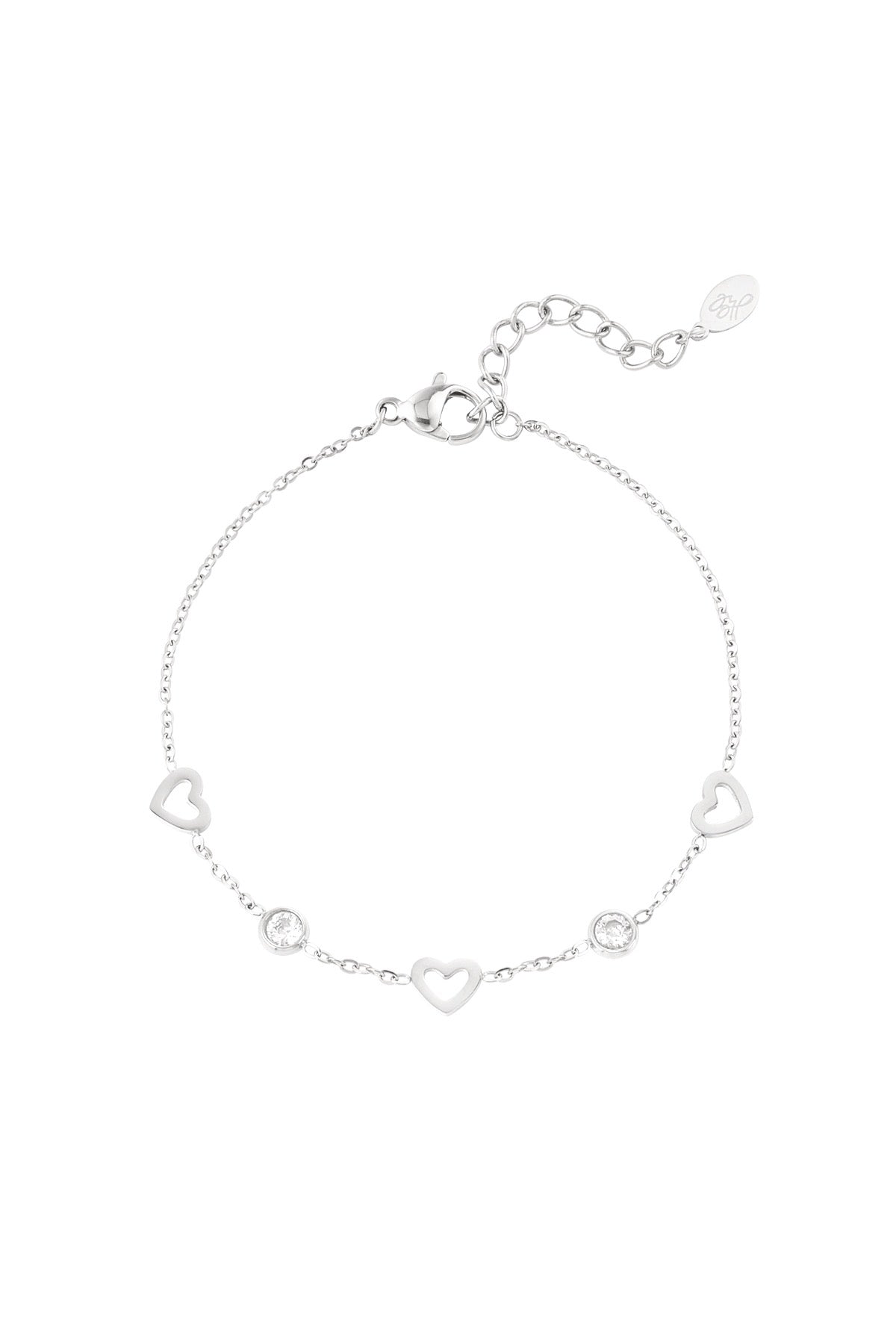 Hart en diamant armband zilver