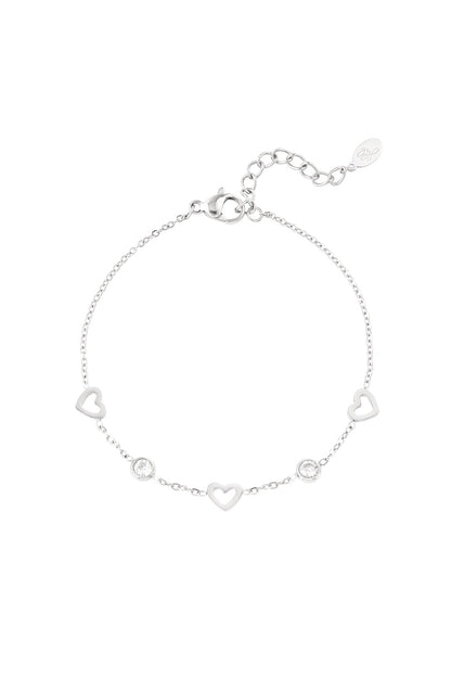 Hart en diamant armband zilver