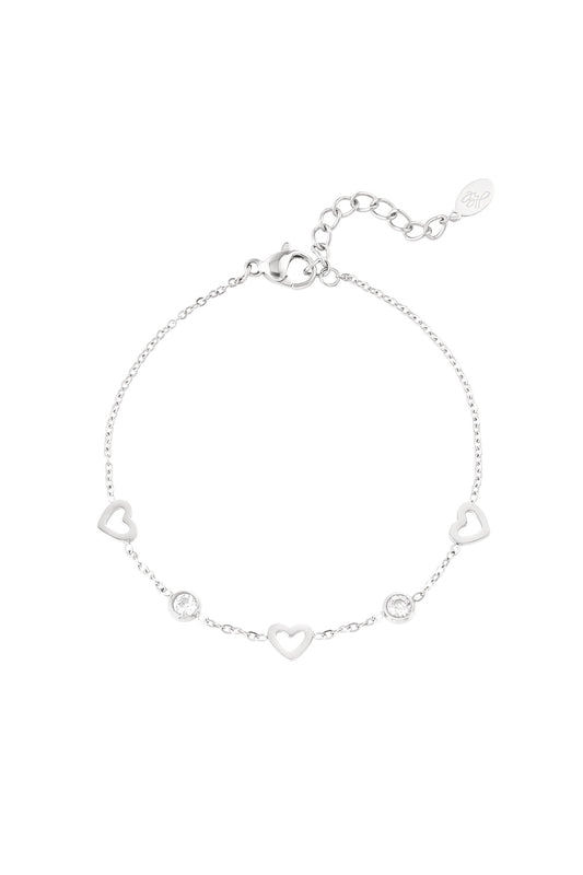 Hart en diamant armband zilver