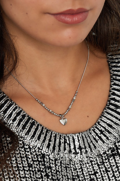 Beaded heart ketting zilver