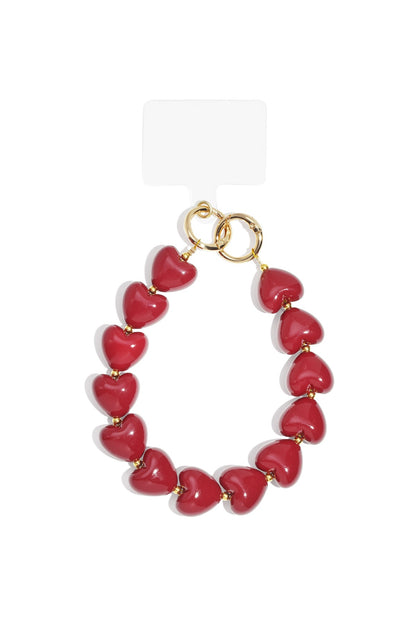 Telefoonkoord classy hart wijnrood